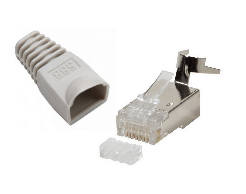 PLUG RJ45 S/FTP CAT.5 E 6 PER CAVO AWG26 CON COPRICONNETTORE